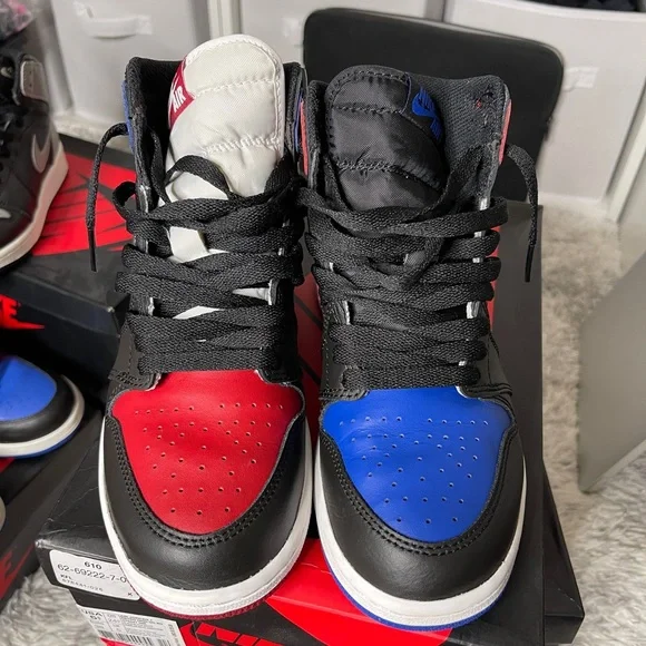 Air Jordan 1 Retro High OG Red Blue Black White GS 5.5Y - Picture 2 of 6